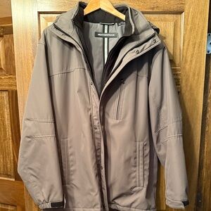 Weatherproof Men's Hooded Raincoat in Taupe Gray